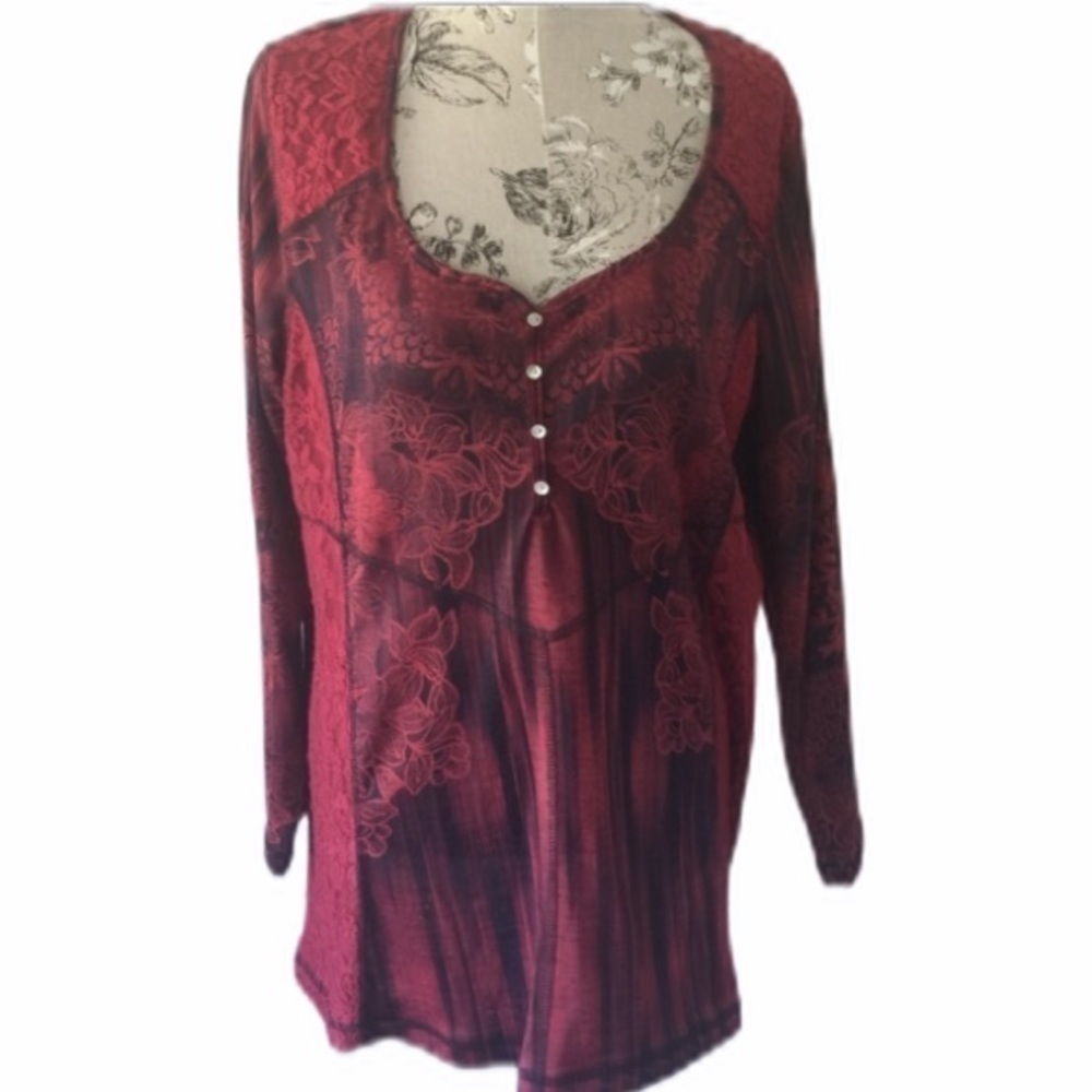 𝅺energe Red Long Sleeve Top 2X